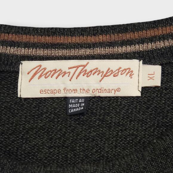 Vintage Norm Thompson 3D Knit Wool Blend  Sweater Grey Sz XL Grandpa 90s Cosby - Picture 7 of 13